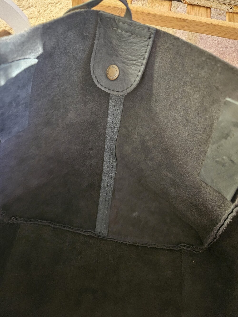 Velez Black Leather Tote Bag with Brown Straps. - Picture 8 of 16